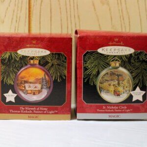 Thomas Kinkade Hallmark, Painter of Light Christmas Ornaments - Set of 2